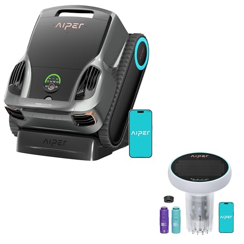 Aiper Scuba X1 Pro Max Robotic Pool Cleaner & Skimmer with HydroComm Pure Smart Pool Monitor 8 500 GPH Suction Ultra-Fine Filtration Real-Time Water Monitoring & Underwater WiFi Connection Grey