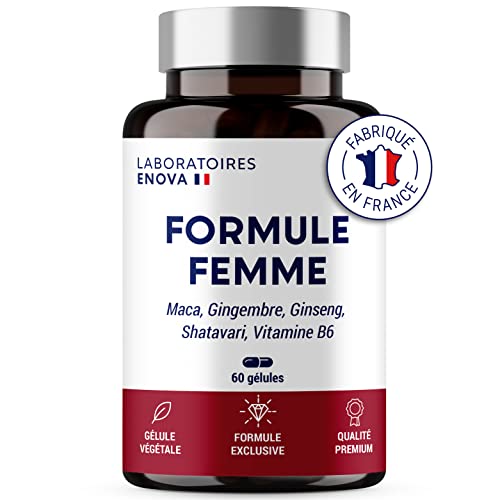 FORMULE FEMME | Vitalité Féminine | Complexe de Plantes : Maca, Gingembre, Ginseng, Shatavari, Vitamine B6 | 60 Gélules | Complement alimentaire | Fabriqué...