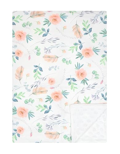 Image of Giggle Angel Baby Plush Minky Blanket Double Layer with Dotted Backing for Baby Girl or Baby Boy (Green Leaf)