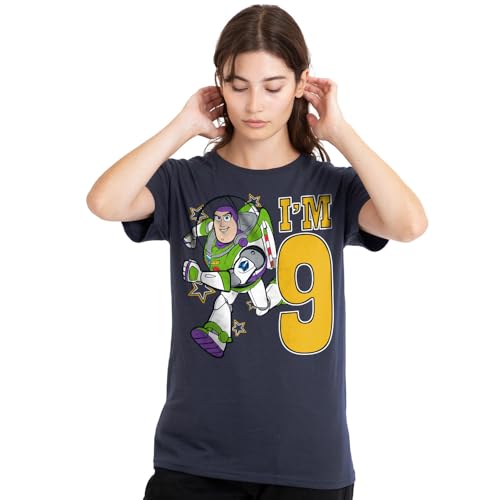 T-shirt Toy Story femme Buzz l'Éclair bleu marine vêtement anniversaire 9 ans coton