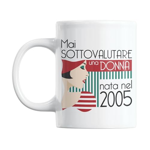 Gesar Caneca 21 anos mulher - presente de aniversário 21 anos - ideia de presente divertido 21 aniversário - Gadget mulher para Amica, irmã, filha ou neta - Nascida em 05 - (2005)