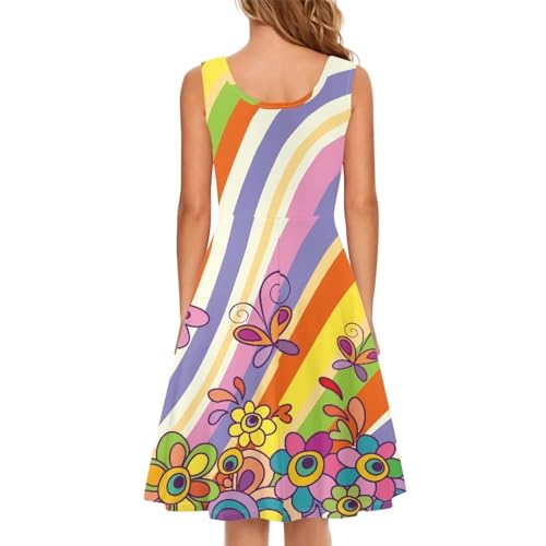 Image of Women's Casual Loose Sundress Midi Sleeveless Crewneck Dress Summer Beach Tank Dress with Pockets