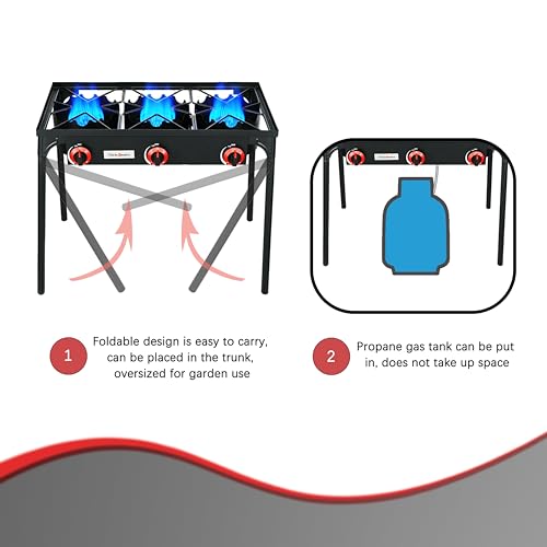 Vivicreate 3 Burner High pressure Propane Stove, 28 Inch Tall Camping Stove with cast iron burner 105000 BTU power, Stable Legs for Outdoor Use by vivicreate - Image 7