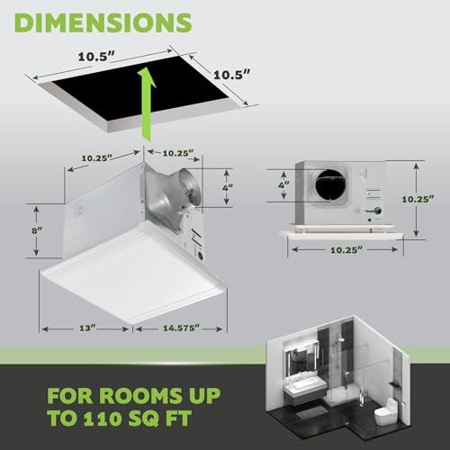 Image of Homewerks 7107-03HW Bathroom Fan Ceiling Mount Exhaust Ventilation 1.0 Sones, 110 CFM, Energy Star, White