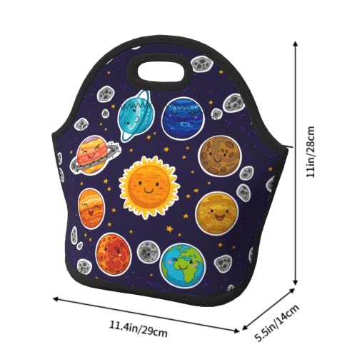 Planet Insulated Neoprene Lunch Bag Solar System Soft Lunch Box Galaxy Snack Lunchboxes Meal Prep Handbag For Kids Teens For School Outdoors Picnic #TOP4