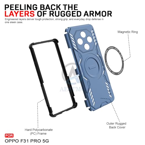 Image of AESTMO Back Case Cover for Oppo F31 Pro 5G | Magnetic Case with Built-in Metal Ring | Compatible with MagSafe Accessories | Shockproof Hybrid (PC + TPU (Blue)