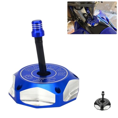 Image of JFG RACING Dirt Bike Billet Gas Fuel Tank Cap with Vent Hose for YZ85 YZ125 YZ250 04-23 /YZ250F YZ450F 04-13 /YZ125X 17-23 /YZ250X 16-23 /WR250F 03-09 11-13 /WR450F 03-09 11-15 /RMZ250 /RMZ450-Blue