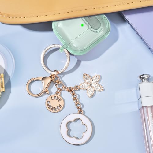 Image of (with Safety Lock) Clear Case Compatible with Cute Apple Airpods 4 Cases 2024 Women, VISOOM Soft TPU Transparency Air pods 4 Gen Case iPods 4 Earbuds Case Girl Bling Keychain for Airpod iPod 4th Gen