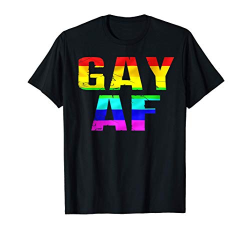 Gay AF LGBT Rainbow Gay Pride Month Shirt Maglietta