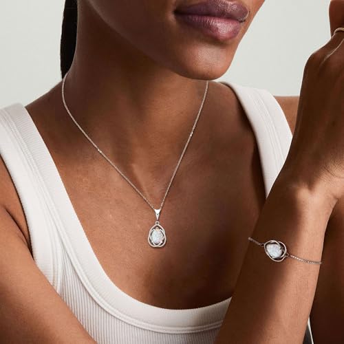 YUNKAI 925 Sterling Silver Opal Bracelet, Adjustable Pear/Round/Oval Cut Opal Link Bracelet for Women, October Birthstone Jewelry Gifts for Her Birthday Christmas4