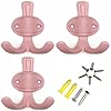 Pink coat hook kids wall hooks backpack rack hook cute double hooks for hanging towel key in childrens room nursery decorative metal wall mounted 3 pack pink  urban country home decor