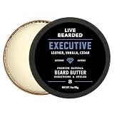 Live Bearded Beard Butter, 3 fl oz - Made in the USA - All-Natural Leave-in Conditioner and Softener with Shea | Executive Scent - Cedar, Vanilla
