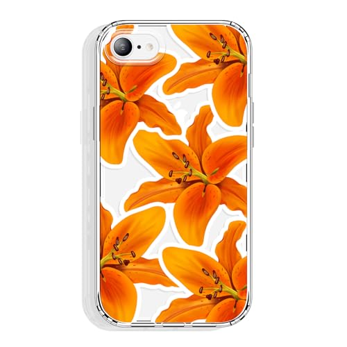 Coque iPhone SE antichoc et anti-jaunissement avec motif lys orange