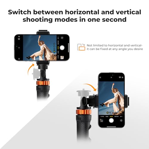 Selfie Stick Stativ, K&F CONCEPT MS24 Lichtstativ,Handy Stativ mit Abnehmbarer Fernbedienung,175CM Beleuchtungsstativ Lampenstativ, Kompatibel mit Handy/Fülllicht/Action Kamera/DJI Pocket 4 3