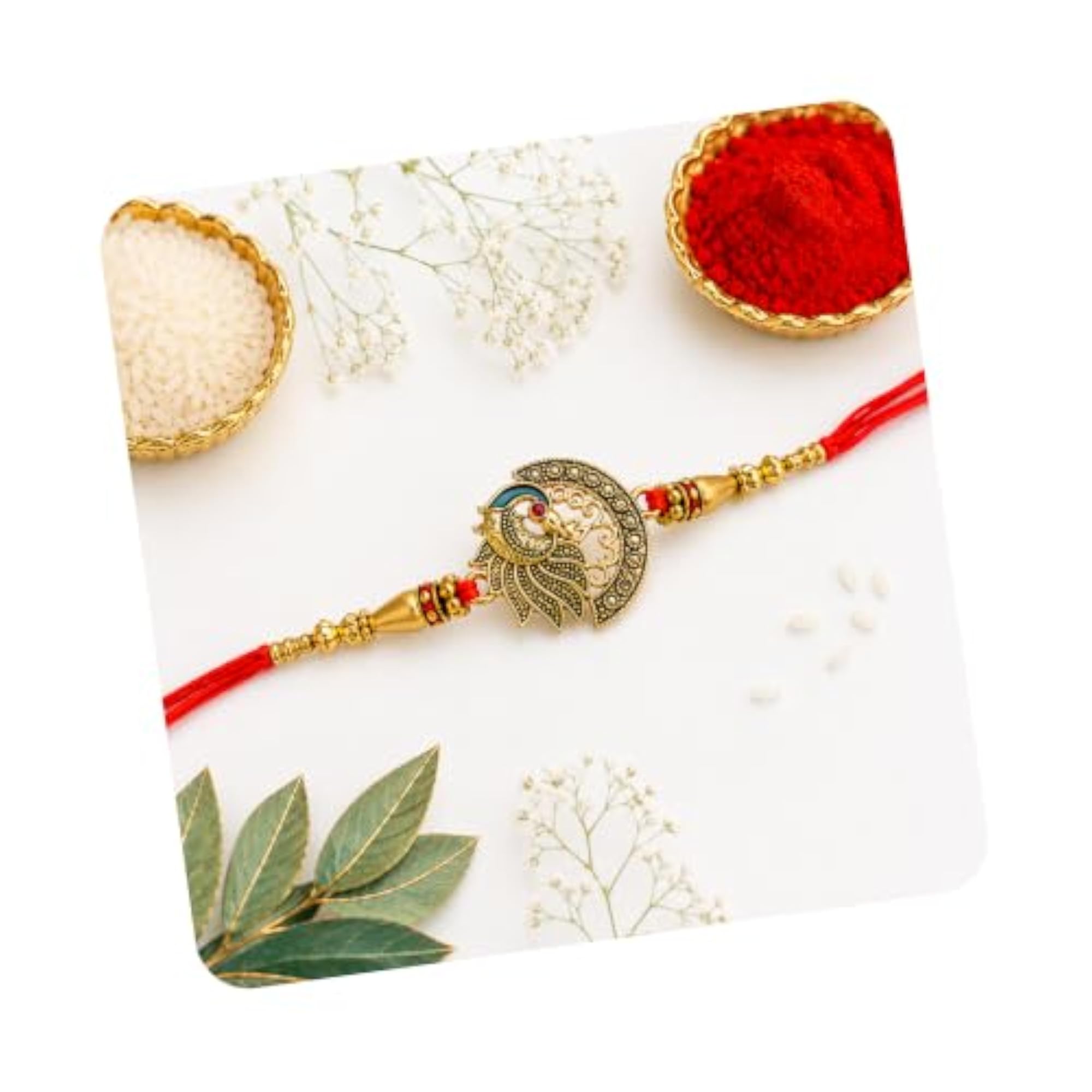Designer Peacock Rakhi for Brother with Greeting Card