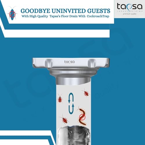 Image of Tapsa Tile Insert Floor Drain | 304 Stainless Steel | Invisible Shower Drain Channel | Shower Drain Channel | Water Drain Channel | with Cockroach Trap. (5X5, SS Matte Tile Insert Floor Drain 20 mm)