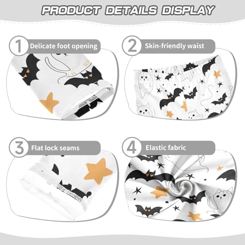 Cute Halloween Ghost Cat Bats Girls Leggings Soft Stretch Workout Yoga Dance Pants for Kids Casual Tights3