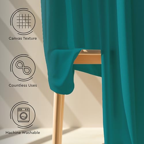 Image of Encasa XO Door Cotton Curtains, Light Filtering Drapes Azul Blue