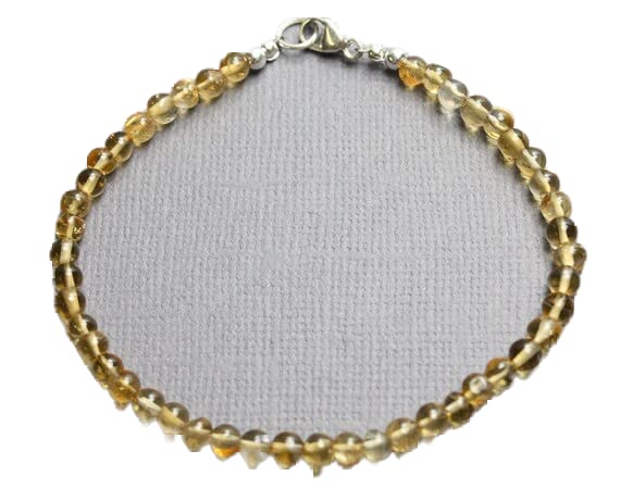 Bracelet citrine 4mm et argent 925, bijou haut de gamme fait main pour homme et femme