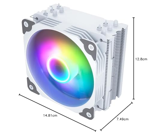 Vetroo V5 White CPU Air Cooler w/ 5 Heat Pipes 120mm PWM Processor Cooler for Intel LGA 1700/1200/115X AMD Ryzen AM4 w/Addressable RGB Lighting Sync - Image 11