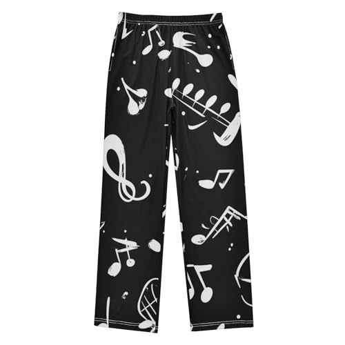 ZZXXB Music Note Print Boys Long Pants Soft Trousers Elastic Waist Kids Lounge Bottoms with Pockets S-XL