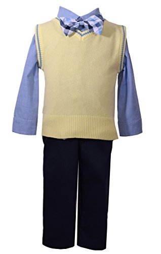 Baby Boys 4 Pc Navy Pant Sweater Vest Tie Set (3-6 Months)