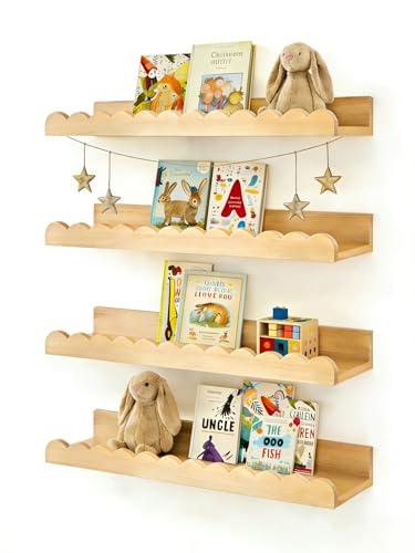 Iswabard Floating Scalloped Shelves for Nursery - Nursery Bookshelf for