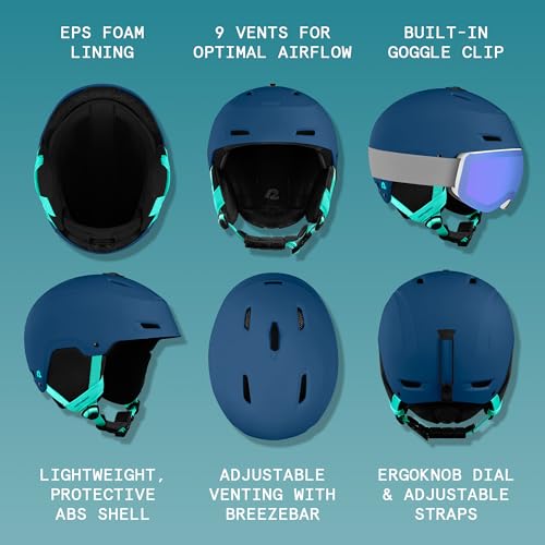 Image of Retrospec Zephyr Ski Helmet - Snowboard Helmet for Adults & Youth with Adjustable Fit, 9 Breathable Vents, Removable Washable Earmuffs - Snow Sports Helmet for Men & Women