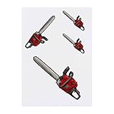 Azeeda 4 x 'Chainsaw' Temporary Tattoos - Water Resistant, Skin-Safe, Non-Toxic Transfers, Mixed Sizes (TO00050657)