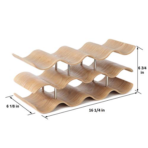 Lily's Home Countertop Wave Wine Rack, Wood, Elegant And Modern, Table Top Wine Storage (Oak, 11 Bottles) #TOP3