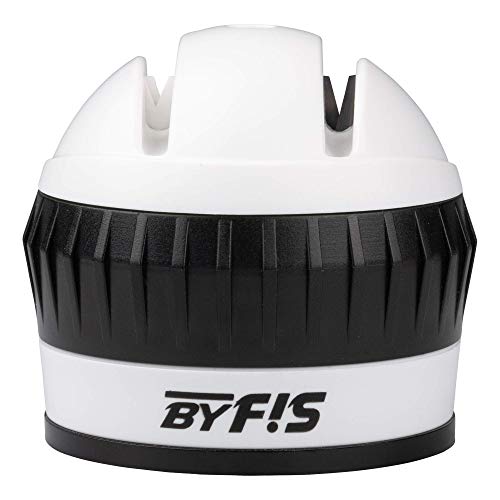 BYFIS Afilador de Cuchillos Profesional con Base Antideslizante para Cocina. Amoladora Manual Doble de Acero de tungsteno y Varilla de cerámica. Afilador de Herramientas de Cocina con Ventosa