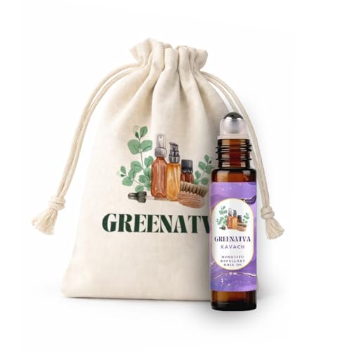 Image of Kavach by Greenatva - Mosquito Repellent Roll On, Keeps Mosquitoes Away, Heals Cuts & Soothes Bites, Skin Safe for Kids 2+ years, Adults, DEET Free, Lemongrass, Eucalyptus, Citronella Essential Oil Blend, 10ml per bottle, Lasts more than 60 applications, Plant Based, Organic, Vegan