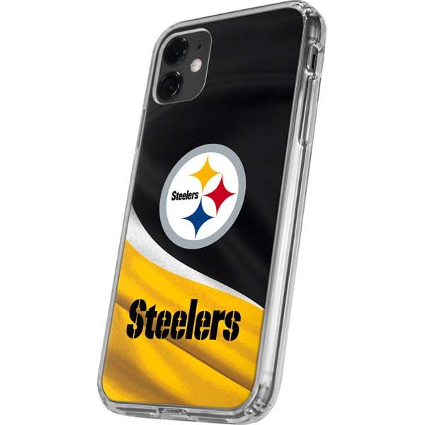 Skinit Clear Phone Case Compatible with iPhone 11 - Officially Licensed NFL Pittsburgh Steelers Design