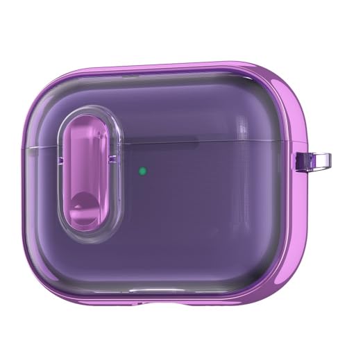 Coque AirPods Pro violet translucide en silicone rigide avec étui protection porte-clés