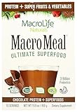 MacroLife Naturals MacroMeal Omni Chocolate Superfood Supplement Powder Protein + Greens, Probiotics, Digestive Enzymes, Fiber - Energy, Detox, Immune - Non-GMO, Gluten-Free - 1.6oz (10 Servings)