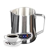 [Bequeme Verwendung]: Handgehaltene Design des Kaffeekannens kann Verbrennungen verhindern. Die Skala im Inneren der Tasse misst bequem die benötigte Menge, und die gebogene Gießlippe trennt Schaum leicht von der Flüssigkeit.