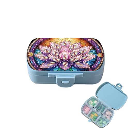 Image of ARTopet Diamond Art Painting Mini Storage Box with 6-Grid Creative Design Compact Portable Small Case for Purse Travel Daily (Flower)