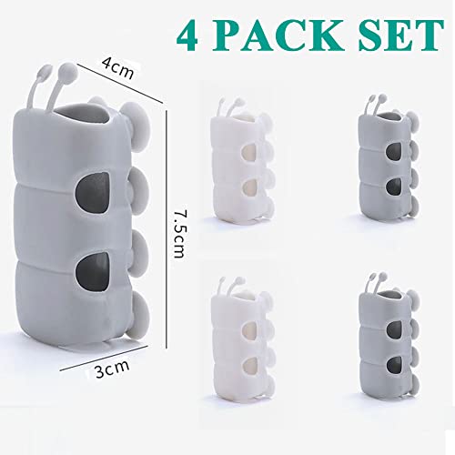 4 Pack Vacuum Suction Cup Shower Head Holders, Junvaia Silicone Strong Suction & Waterproof Showerhead Holder, Bathroom Handheld Shower Holder, Removable Wall Mounted Suction Bracket (2 White, 2 Grey) - image 5
