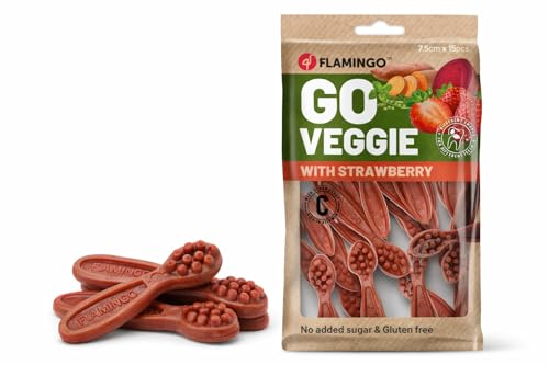 Bastoncini per cani – Snack Veggie Spazzolino con Fragola Rossa – 7,5cm – 120g – senza glutine – favorisce l’igiene dentale