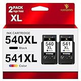 Nom du produit : 540XL 541XL Multipack compatible pour les cartouches d'imprimante Canon 540 541 XL PG 540 XL Noir PG540 Noir PG-540 CL 541 XL Couleur CL-541 Couleur CL541 Cartouches pour imprimante Canon TS5150 Compatibles pour les cartouches Canon Pixma TR5151 (1 noir 1 couleur)