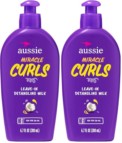 Aussie LeaveIn Detangling Milk Miracle Curls Ounce, 6.7 Fl Oz (Pack of 2)