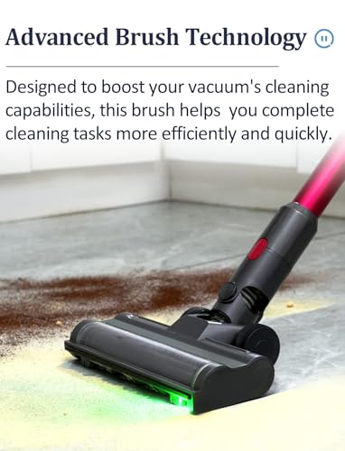 Image of Brush Head Motorhead Attachments for Dyson V7 V8 V10 V11 V15 Cordless Vacuum Cleaners, Hardwood Floor Roller Replacement Accessories Parts with Dust Detect Green Light