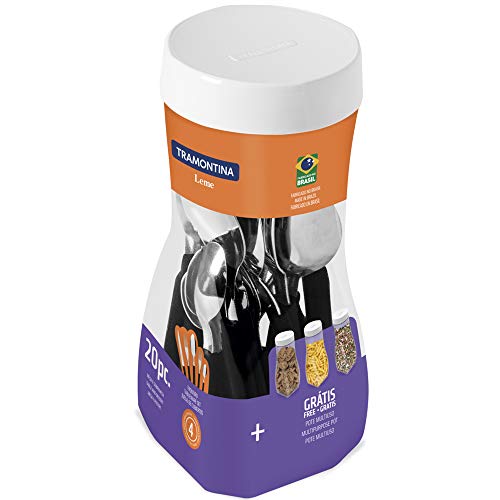 Faqueiro Tramontina Leme com Lâminas em Aço Inox e Cabos de Polipropileno Preto 20 Peças