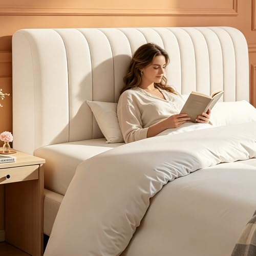 crayfomo Headboard Cover 150cm Padded Headboard Slipcover Velvet Stretch Dust Proof Bed Board Protector All-Inclusive for Bedroom Decor Headboard Cover King Size