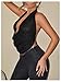 WDIRARA Women's Deep Draped Neck Halter Top Sleeveless Tie Backless Party Club Tops Black Medium
