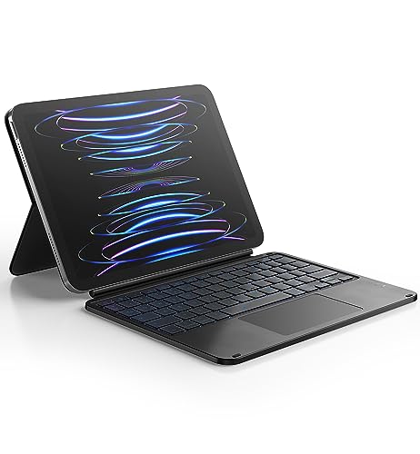 Dracool Tastatur Hülle für iPad Air 11 Zoll (M2/M3), Air 6/5/4 Gen/iPad Pro 11 4./3./2./1. Gen Tastatur Trackpad Magnetische Ständer Beleuchtete Magic Style Keyboard Folio Case QWERTZ, Schwarz