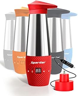 Car Kettle 12V, Portable Car Kettle Water Boiler with Temperature Control, Stainless Steel Inner, Quick Boiling, Auto Shut-Off, Leak Proof and Boil-Dry Protection, 348ml