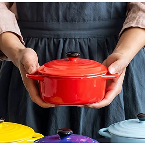 Mini Caçarola Gourmet Redonda Em Porcelana Vermelha 500ml