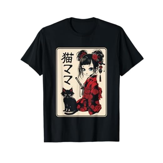 Kawaii Samurai Cat Mom T-Shirt