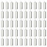 Shapenty Stainless Steel Rectangle Bezel Blanks Pendant Trays for Earrings Necklace Keychain DIY Crafts Jewelry Making Projects Resin Glass Cabochon Photo Hanging Ornaments, 25x10mm, 50PCS